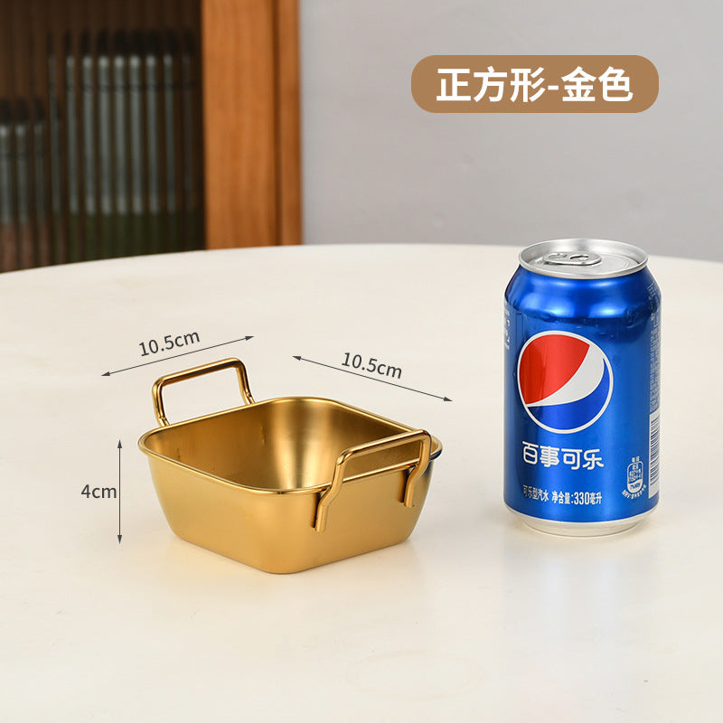 Korean style stainless steel square snack box french fries snack plate creative square small basket fried chicken dessert square plate with ears