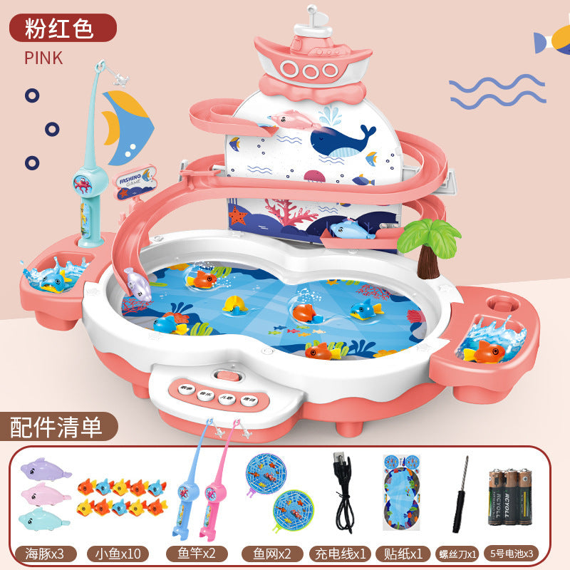 Multifunctional floating fishing game toy - magnetic fishing board, electric fishing, kids' toy for boys and girls, tabletop game