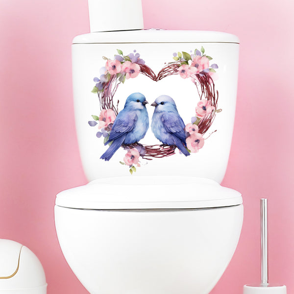 Cross-border new love branches, blue bird self-adhesive decorative sticker, suitable for bathroom toilet wall glass