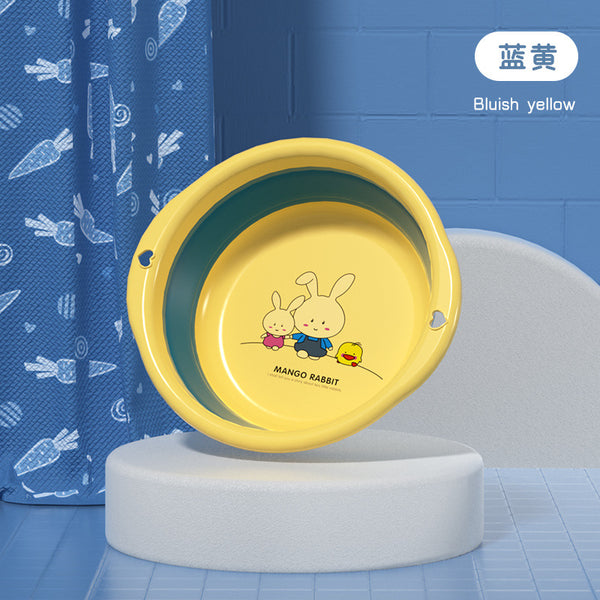 Portable silicone folding basin, baby wash face and feet, match folding washbasin at will, baby fold foot basin