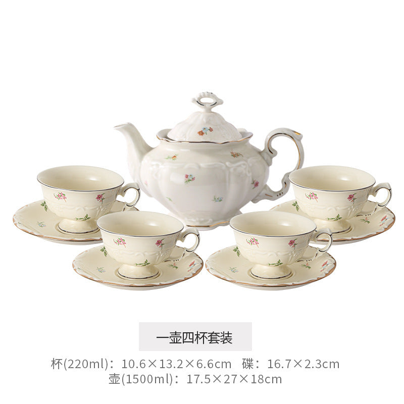 Vintage french afternoon tea teapot and coffee cup saucer set - a beautiful ceramic gift set perfect for housewarming