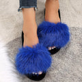 Fuzzy slippers women's outerwear 2025 new korean style ins trendy shoes autumn and winter one-strap thick sole cotton slippers autumn and winter collection