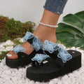 2025 new summer wedge heel thong sandals - butterfly design, plus size, high heel, thick sole, beachwear, dropshipping available