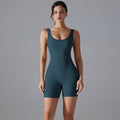 Fashion nude sports beautiful back yoga clothes all-in-one v-shaped back waist hip lifting jumpsuit running fitness jumpsuit