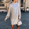 2025 european and american cross-border e-commerce evening gown: gold, slim-fit, tie-waist, long-sleeve, sequined, open-back dress