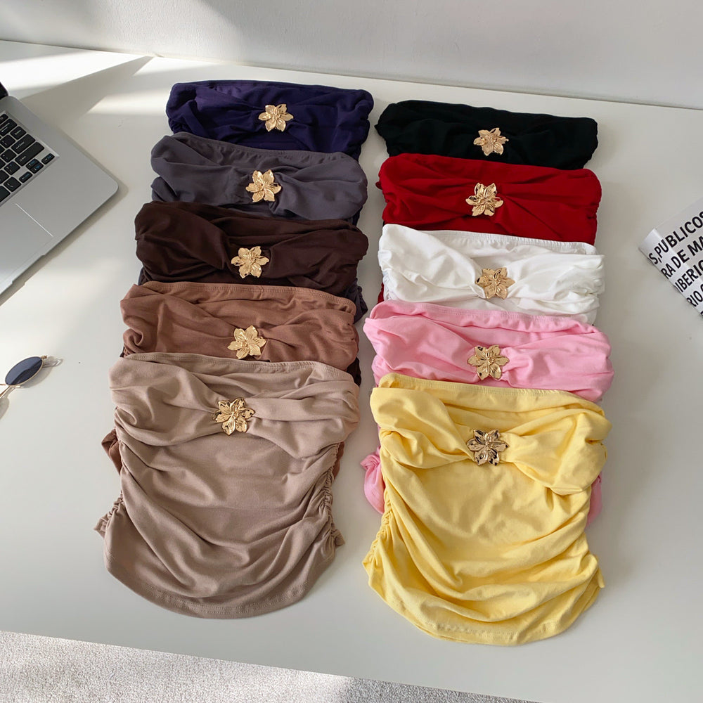 Sense of designniche stylestereo flower age reduction camisole women's pure desire sexy hot girl outwearshortcrop toptops
