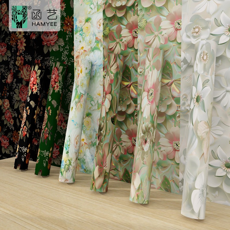 2024 new hotel wall decoration retro instant sticker with glue waterproof wallpaper self-adhesive thickened PVC wallpaper