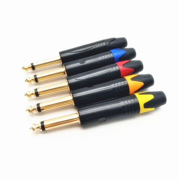 New color gold-plated 6.5 mono plug 6.35 large two-pin plug, audio power amplifier mixer connector