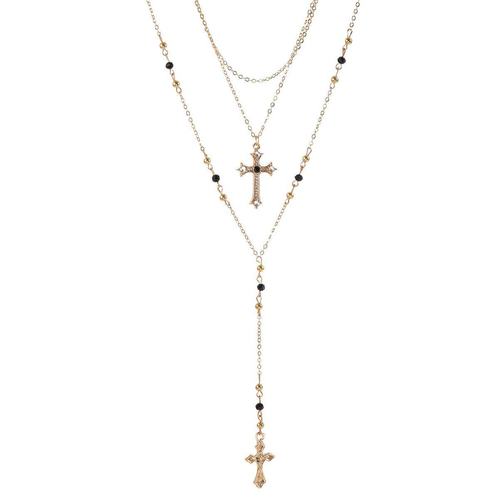 Long cross necklace wholesale fashion cross-border multi-layered pendant light luxury high-end diamond-encrusted clavicle chain for women
