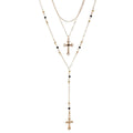 Long cross necklace wholesale fashion cross-border multi-layered pendant light luxury high-end diamond-encrusted clavicle chain for women