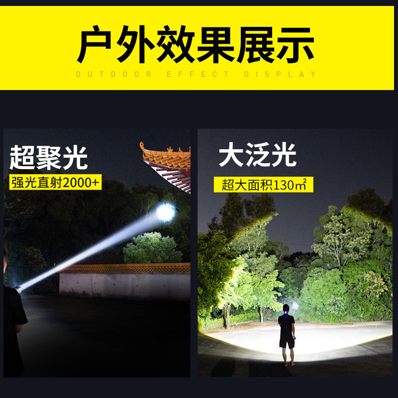 Cross-border new ultra-bright white laser flashlight USB charging outdoor zoom long-range strong light LED flashlight
