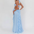 European and american  spring/summer cross-border e-commerce new sexy strappy bandeau backless ruffle maxi dress for women