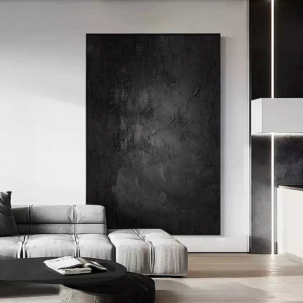 Black high-end living room hanging painting abstract art porch decorative painting solid color texture sofa background wall mural