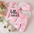 Children's clothingletterlong sleeves + flower bow patternpants