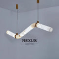 Modern minimalist faux marble chandelier - designer creative light luxury for villa, restaurant, bar, lobby - round, column, and linear styles available