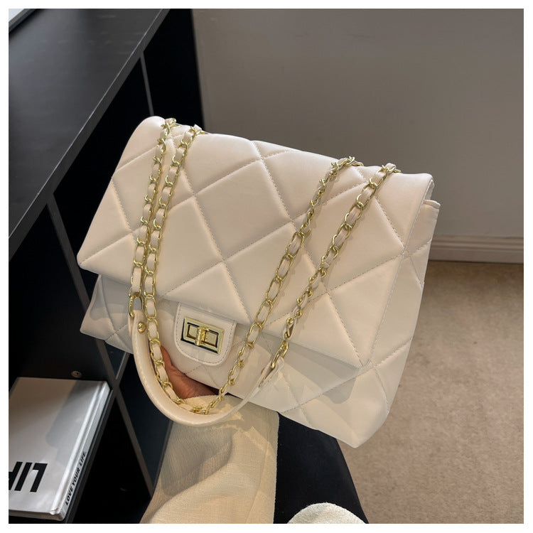 Cross-border 2025 new bag women's summer fashion versatile shoulder bag large-capacity commuter diamond chain messenger bag