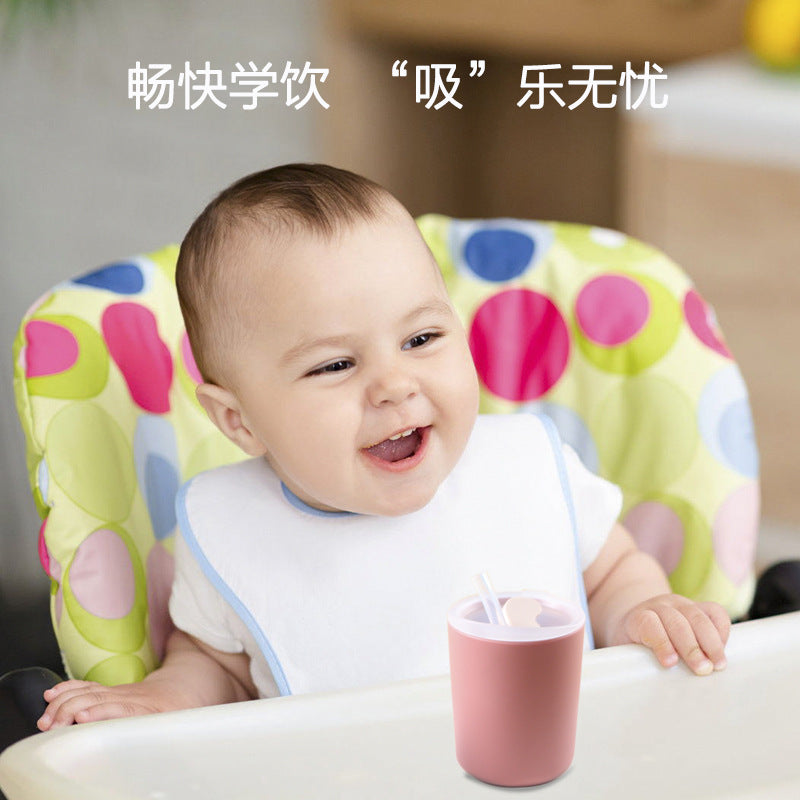Baby straw cup - food grade silicone training cup for babies 6 months+ - silicone milk cup