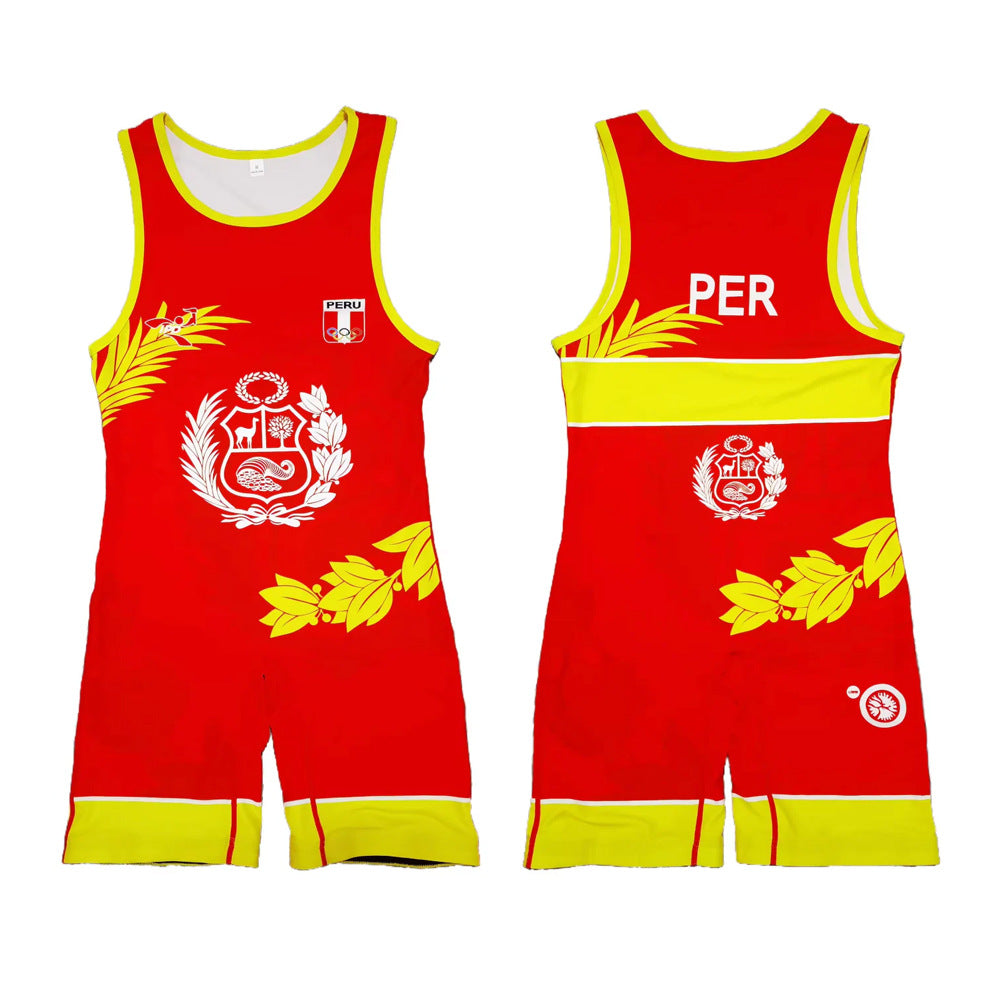 Sublimation full body print men's one-piece wrestling suit custom training weightlifting suit men's and women's free wrestling one-piece vest