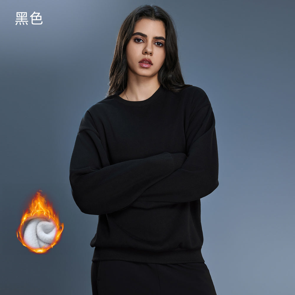 Women's fall/winter oversized crewneck sweatshirt - effortless style, commute-friendly, casual, versatile, warm pullover with fleece lining - d25156