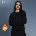 Women's fall/winter oversized crewneck sweatshirt - effortless style, commute-friendly, casual, versatile, warm pullover with fleece lining - d25156