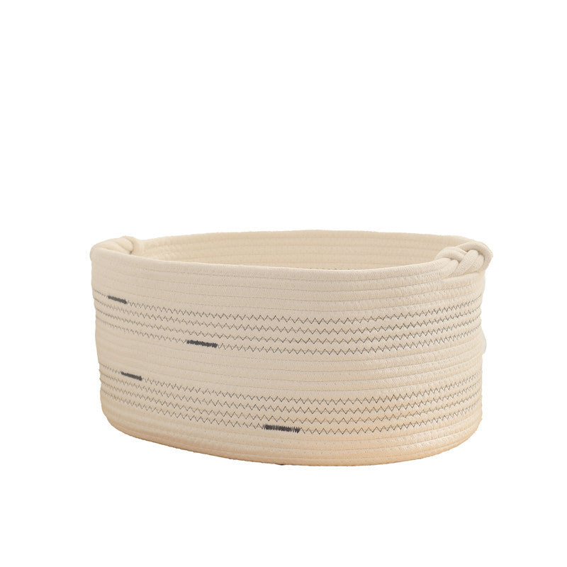 Nordic style simple home cotton thread woven storage basket large capacity storage basket snacks toys sundries basket storage basket