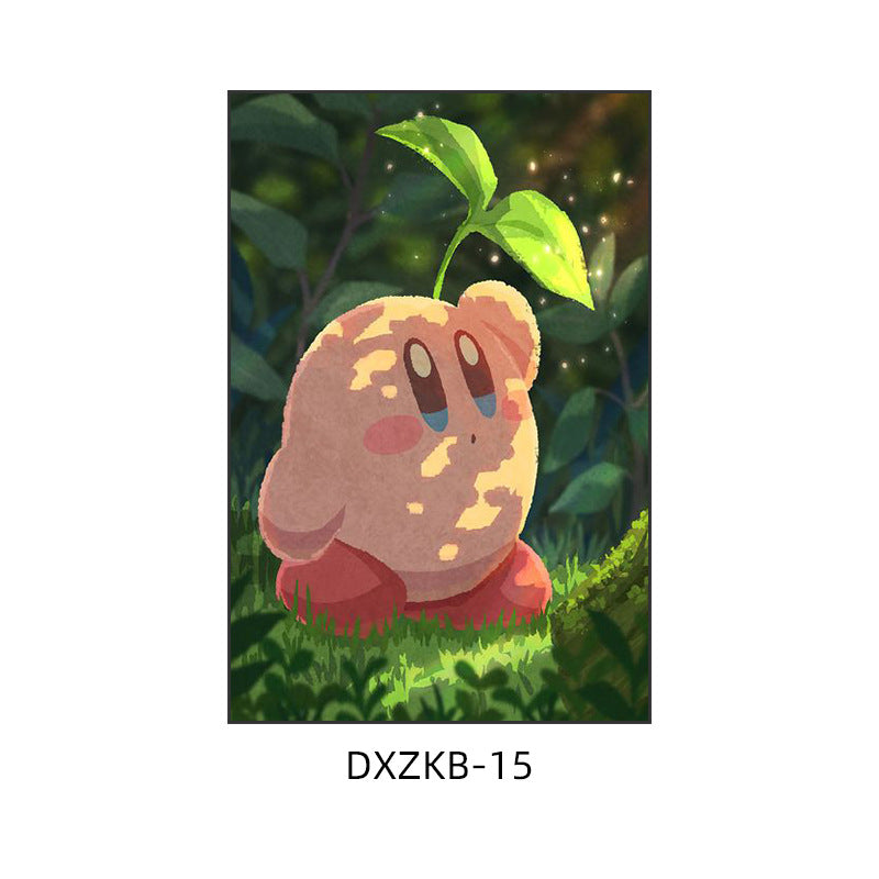 Star Kirby decorative painting pink girl bedroom children's room hanging painting cartoon animation cute princess bedside mural