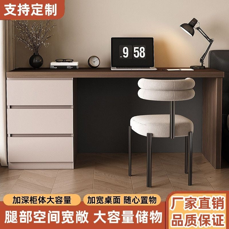 Wall-mounted desk with drawer and cabinet, 2-in-1 design, suitable for home living room, study, bedroom, office, or vanity table