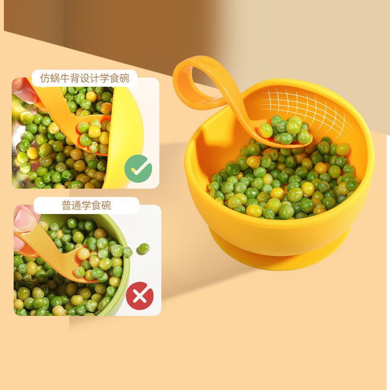 Stainless steel suction cup bowl baby special complementary food baby bowl independent eating silicone anti-drop and anti-scalding children learn to eat