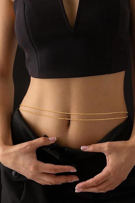 European and american export cross-border new women's waist chain summer beach sexy navel minimalist chain waist accessory
