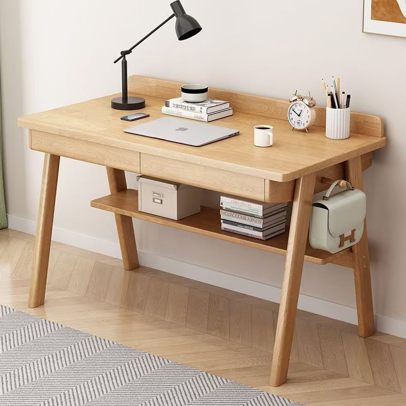 Solid wood desk - all-in-one home study desk for elementary and middle school students, writing desk, computer desk, minimalist modern wall-mounted office desk