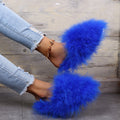 plus size indoor and outdoor fur slippers for women 2024 internet celebrity real fur toe cap for home office stuffed slippers for women