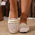 Exportplus sizecut out mesh sandals women's summernew arrival metal buckle round toe flatsflatsmary janeflats