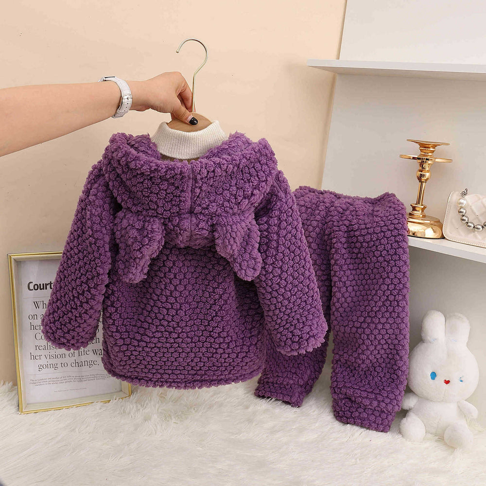 Kuromi home clothes baby girl flannel baby boy zipper heattech coral velvet pajamas stuffedsuitwinter