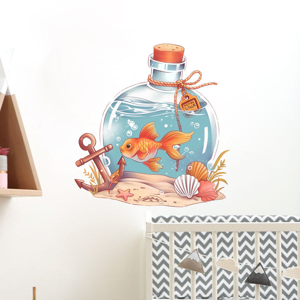 Cross-border  Beach Goldfish Water Bottle Ocean Wind Theme Sticker Arrangement Family Room Decoration Wall Sticker