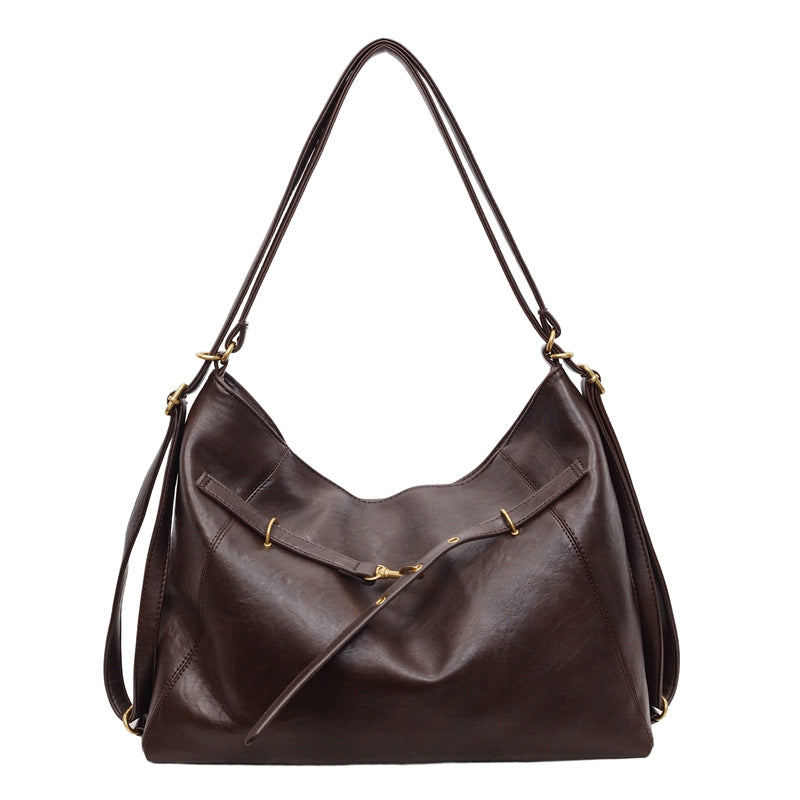 Retro tote bag women's large capacity 2025 new autumn and winter casual shoulder crossbody bag multifunctional backpack