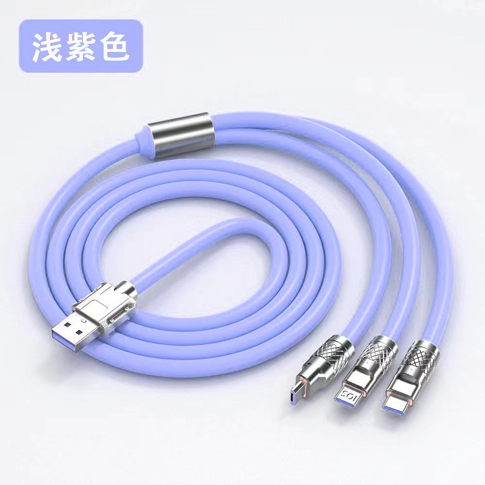 120w super fast charging cable - 3-in-1 data cable for apple, android, and huawei devices with indicator light