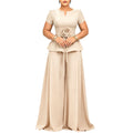 D3371 european and american cross-border summer elegant fashion plus size short sleeve ruffle top casual wide leg pants set