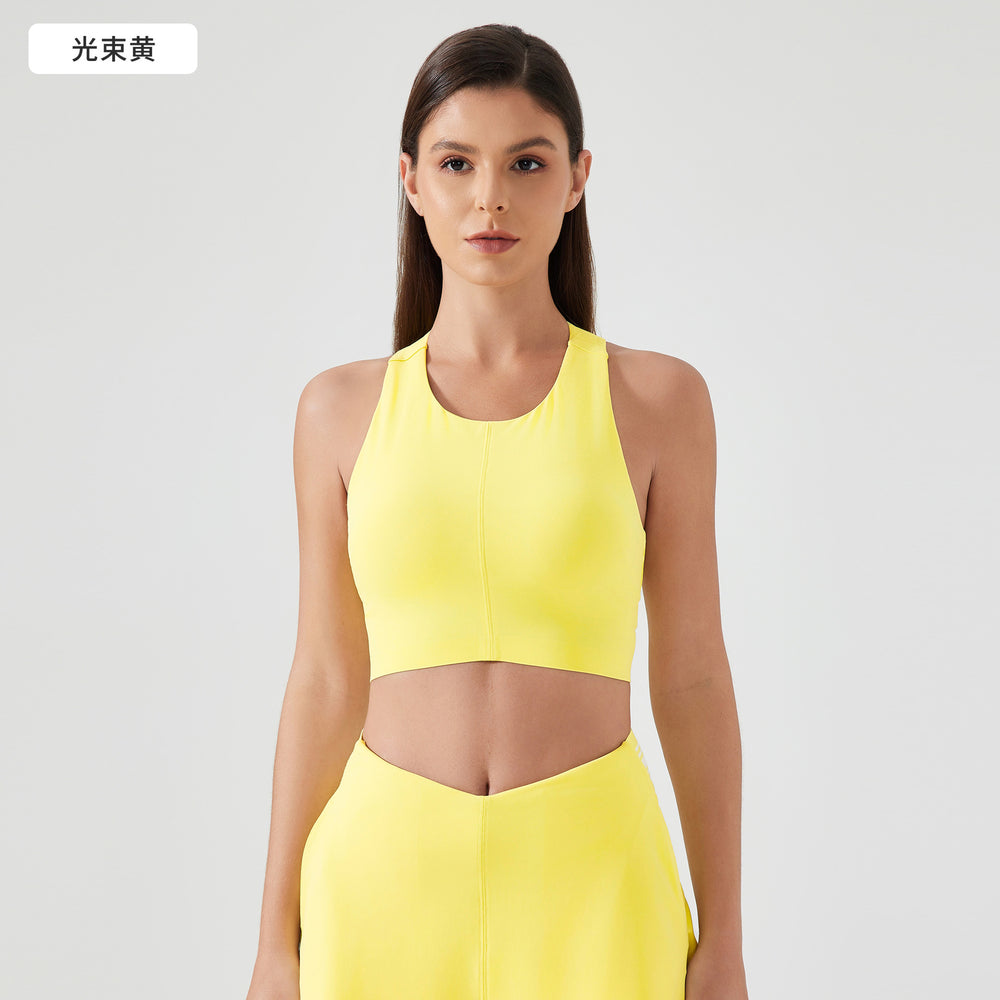 New high-impact tank top sports bra - seamless, backless, push-up, side support, yoga bra d25020