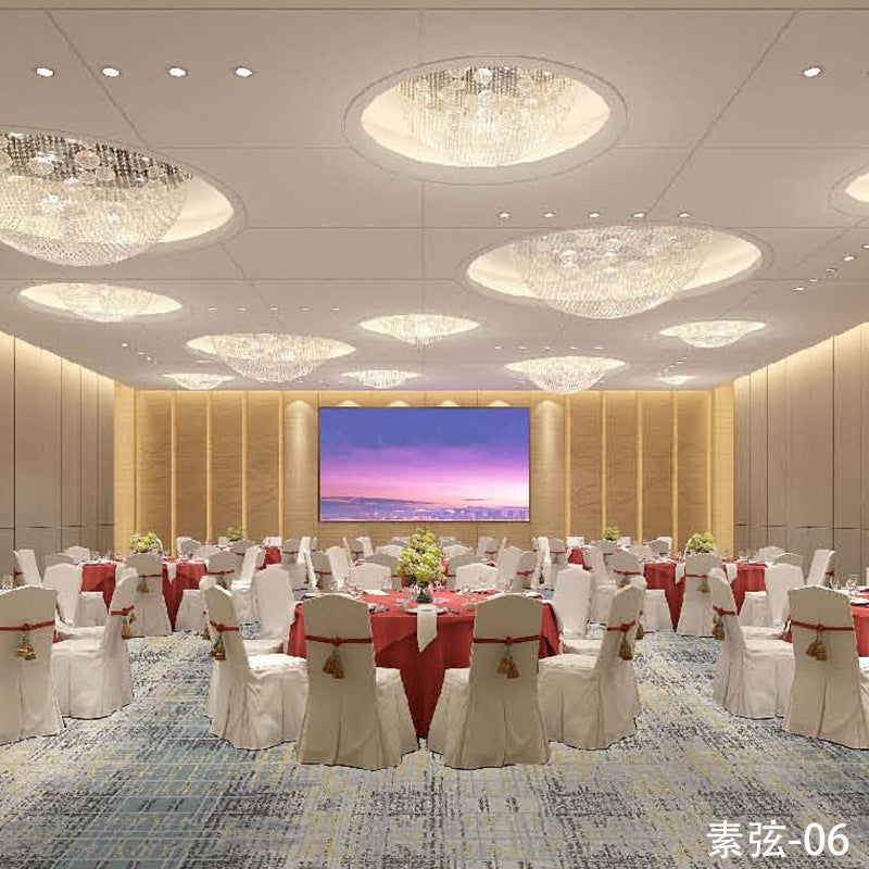 Custom carpets for hotel banquet halls, corridors, and aisles - fire-retardant, full-spread nylon printed carpets for restaurants and dining rooms