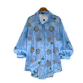 Commuter style blue printingshirt women's long sleeves loosecardigan light and breathable sun protection outer topsautum