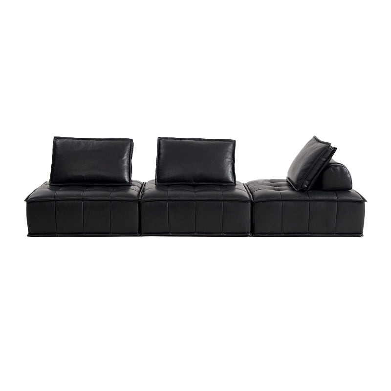 Original piedmont sofa - vintage-inspired, retro oil wax leather, high-end genuine leather sofa set, black modular sofa