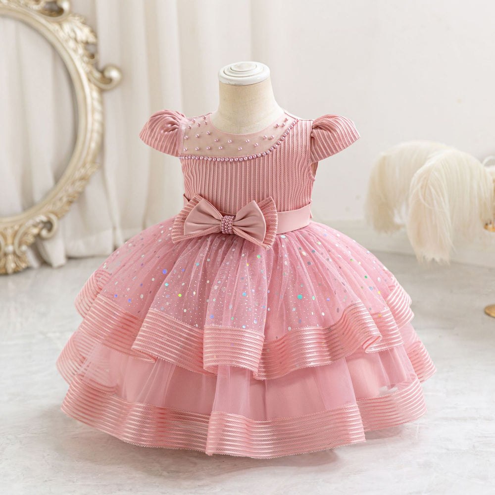 Export ready-made baby girl evening dress sequin wedding dress cake princess dress first birthday dress baby dress