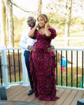 supply silm waist one shoulder off-shoulder elegancesequin long skirt european and american african fashion women's clothing