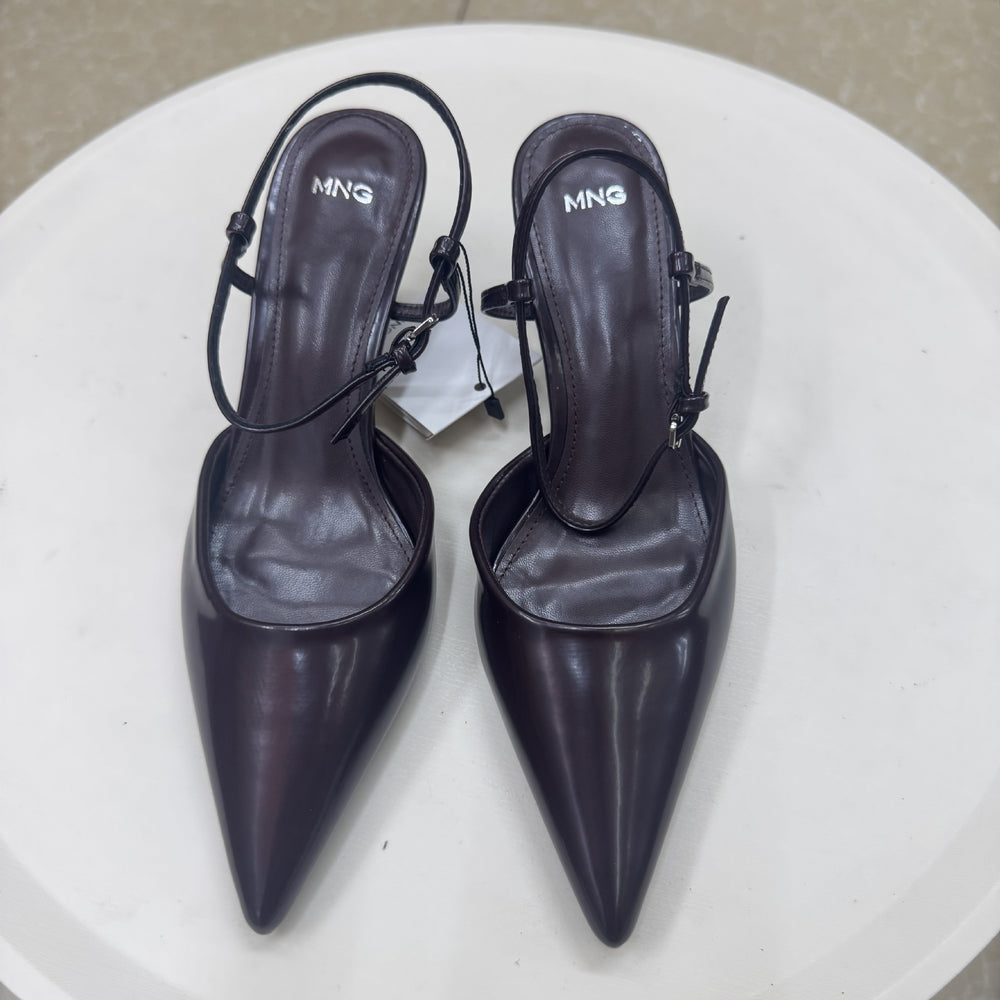 Mango 2026 summer new pointed-toe patent leather ankle-tie sexy closed-toe mid-heel fashion sandals for women
