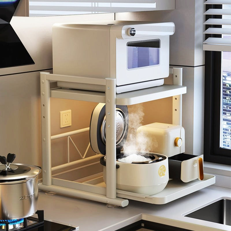 Pull-out rice cooker rack, kitchen microwave oven bracket, countertop, multi-functional electrical appliance, pot, oven storage rack.