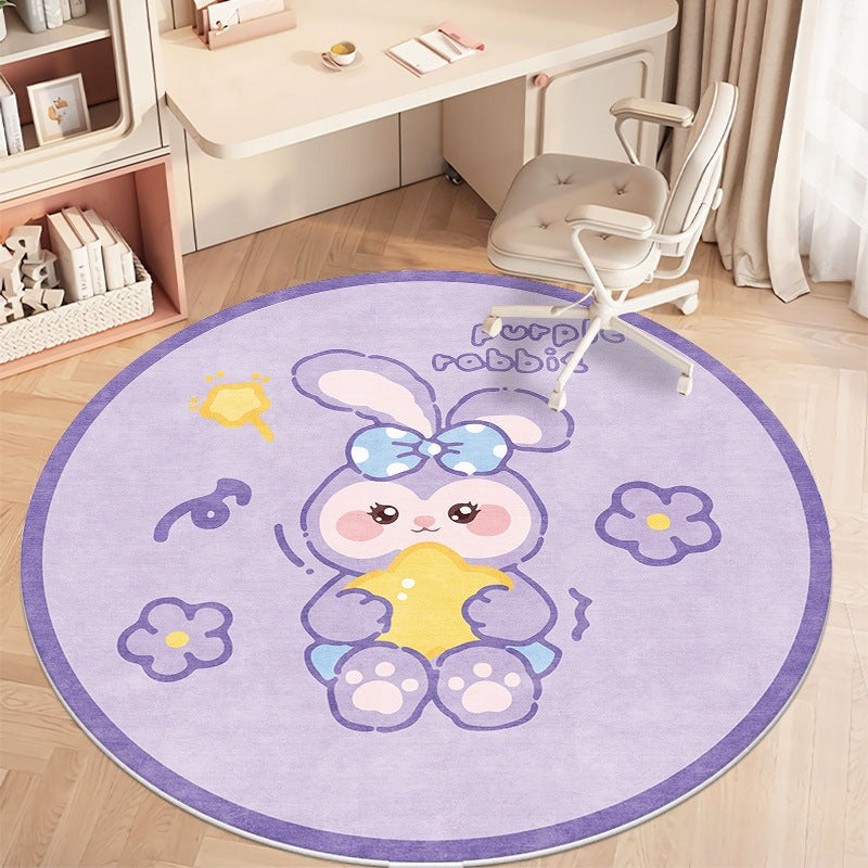 Cute kuromi round rug for living room, computer chair mat for study, foot pad for dressing table in cloakroom, bedside blanket for bedroom