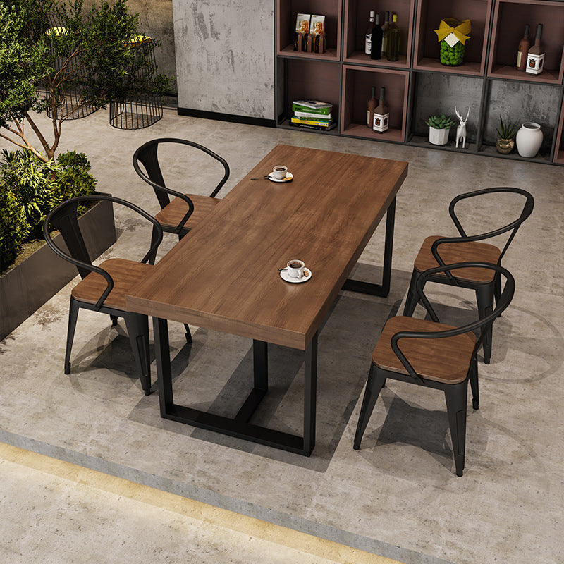 American industrial style dining table and chair combination commercial bar hot pot restaurant restaurant booth tavern clear bar solid wood dining table and chairs