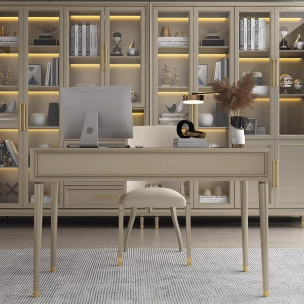 American light luxury solid wood home desk modern simple small apartment champagne gold writing desk computer desk factory direct sales