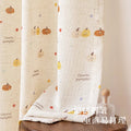2026 new children's room curtains - cute pumpkin dopamine print linen candy bean cream bay window bedroom sheer curtains