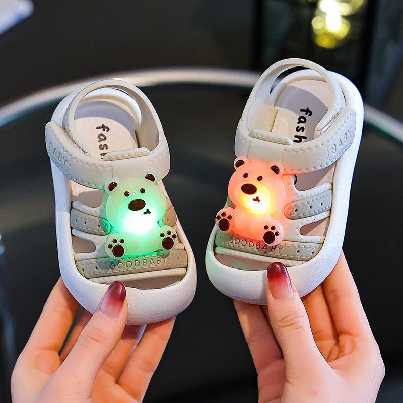 Baby boys' sandals summer light-up girls' anti-slip soft sole potty training toddler infant sandals 0-1-2-3 years
